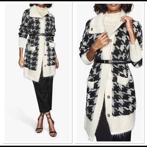 Reiss Houndstooth Wool Cardigan.